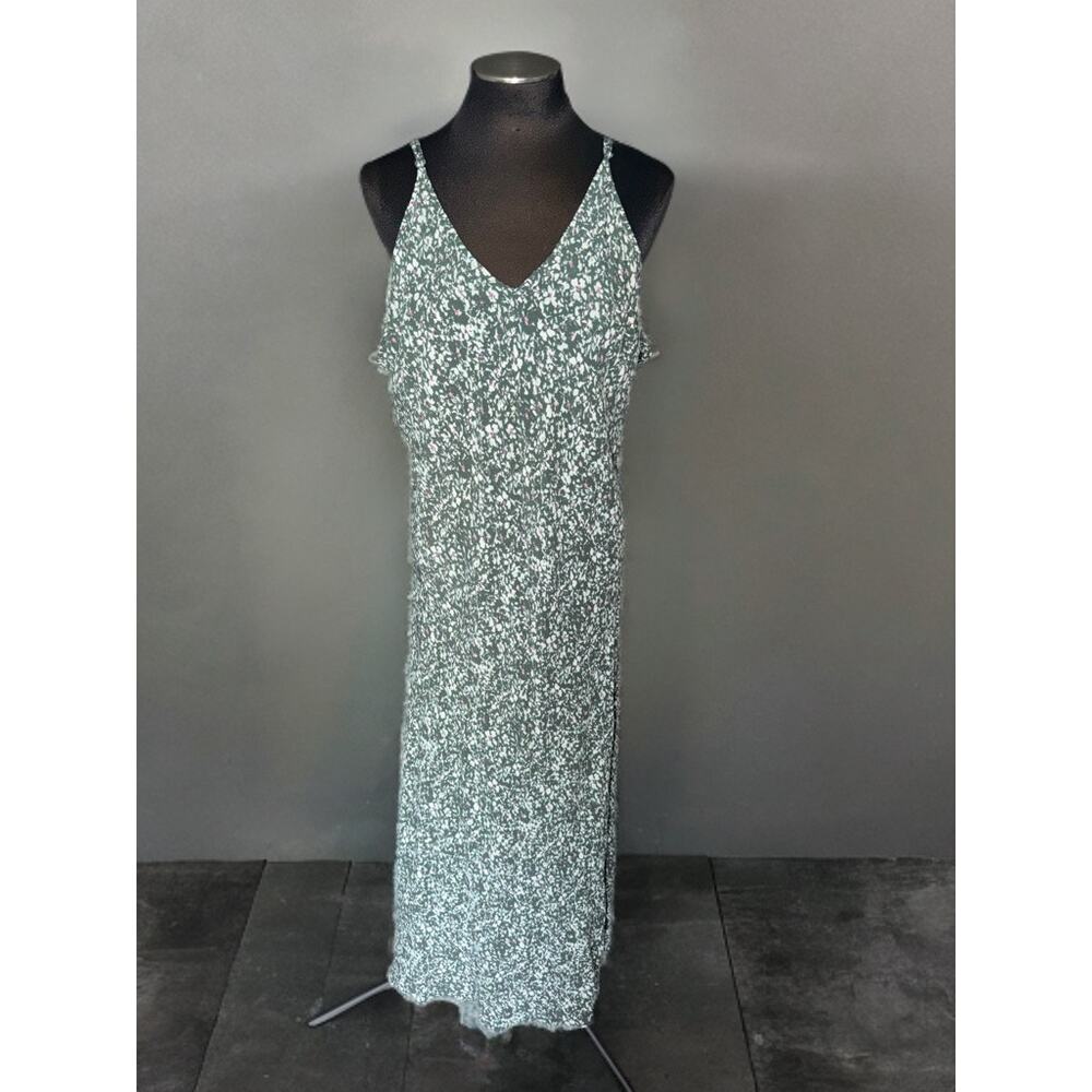 A New Day Target XXL Green Floral Midi Slip Dress Side Slits - Picture 3 of 8